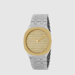 〔GUCCI 25H〕クオーツ スチール ゴールド ウォッチ 34 mm