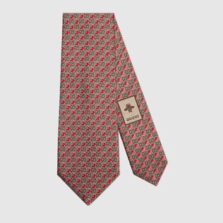 Flowers and GG silk jacquard tie