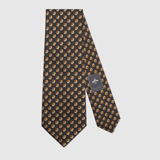 Krawatte aus Seidenjacquard mit Blumen und GG