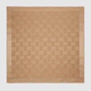 Châle en jacquard de laine et soie GG