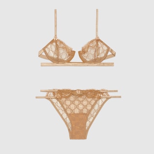 Set lingerie in tulle con motivo GG ricamato