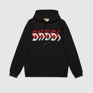 Jersey sweatshirt with Gucci mirror print