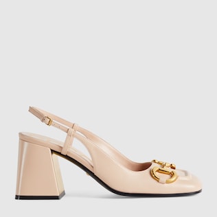 Women's mid-heel slingback with Horsebit