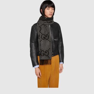 GG cashmere jacquard scarf
