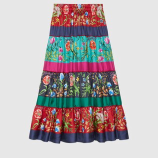 Gucci 100 floral silk skirt