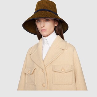 Corduroy velvet wide brim hat