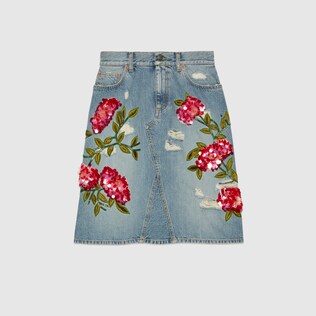 Falda con bordado floral Gucci 100