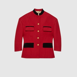 Padded shoulders wool mohair jacket