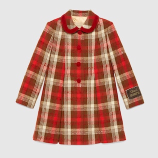 Children's wool check coat