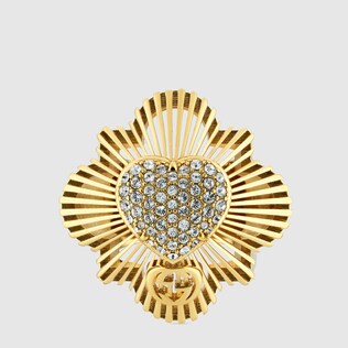 Interlocking G crystal ring