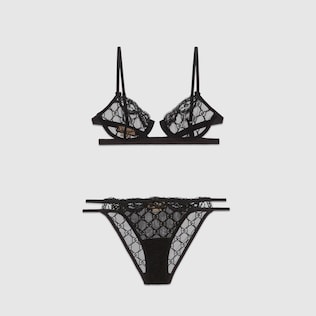 GG embroidered tulle lingerie set