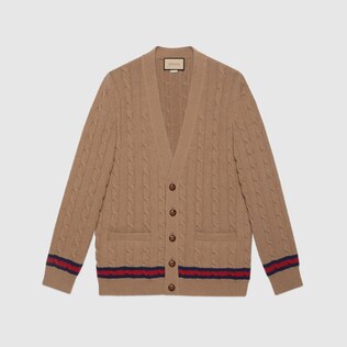 Cardigan en maille torsadée avec bande Web