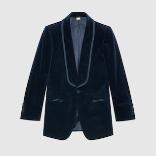 Stretch velvet jacket with padded shoulders