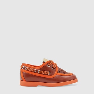 Toddler's boat shoe with Gucci label