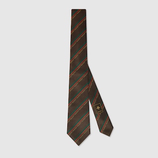 Cravate Gucci 100 en jacquard de soie à rayures club