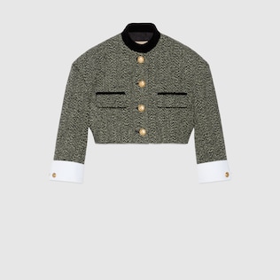 Check tweed jacket with Double G buttons