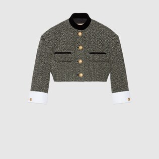 Veste en tweed à carreaux avec boutons Double G