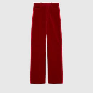 Stretch velvet flared trousers