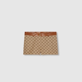 GG canvas shorts with leather trim