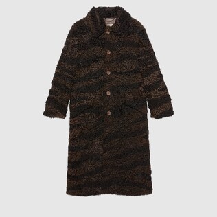 Shearling with zebra pattern coat