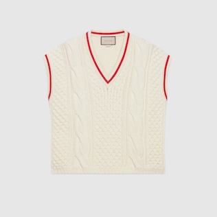 Wool cable knit vest