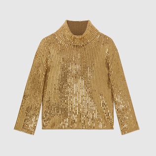 Sequin embroidered wool turtleneck