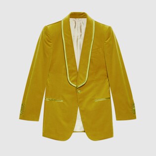Stretch velvet jacket with padded shoulders