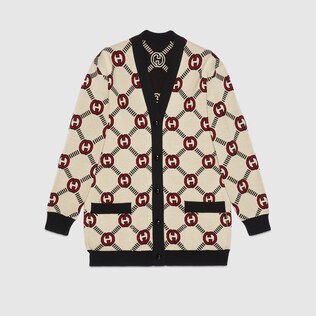 Wendbarer Cardigan aus Wolle mit GG Muster