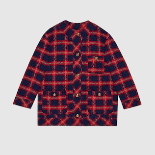 Veste en tweed à carreaux avec boutons GG