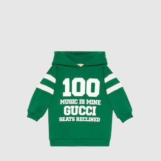 سويت شيرت مبطن من القطن بطبعة Gucci 100 للأطفال الرضّع