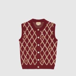 Veste sans manches pour enfant en laine à motif G géométrique