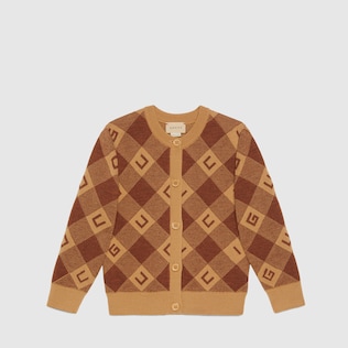 Cardigan pour enfant en laine à carreaux Gucci