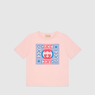 T-shirt in jersey di cotone con stampa Gucci