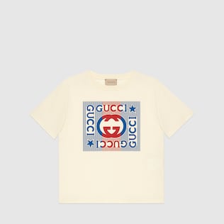 T-shirt pour enfant en jersey de coton avec imprimé Gucci