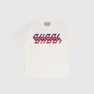 T-Shirt aus Baumwolljersey mit Gucci Spiegel-Print