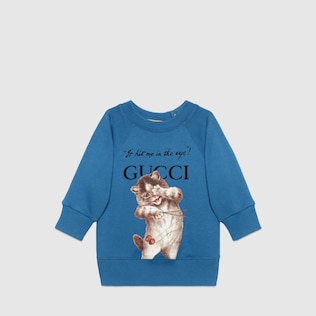 Sweat-shirt pour bébé en coton à imprimé chats Gucci