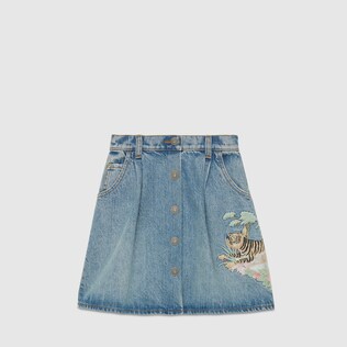 Lunar New Year Children's denim skirt with embroidery