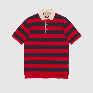 Striped cotton polo shirt