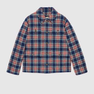 Gucci Tiger veste à carreaux matelassée