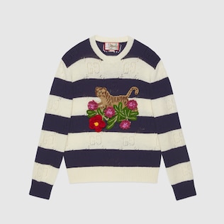 Gucci Tiger wool sweater with embroidery