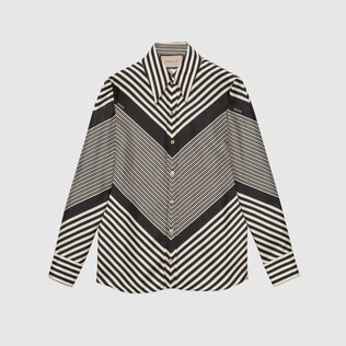 Diagonal print silk shirt