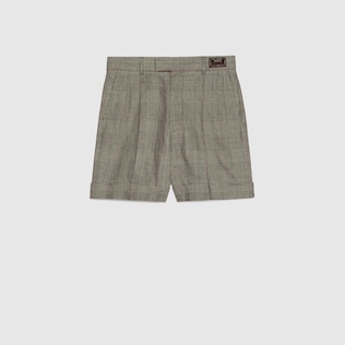 Shorts aus Wollleinen mit Prince of Wales-Karomuster