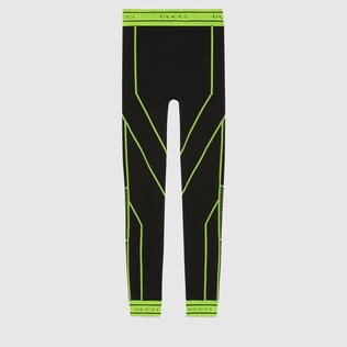 Jacquard tubular jersey leggings