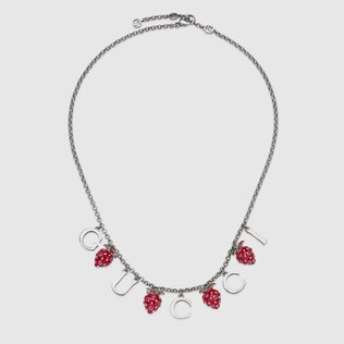 Gucci and strawberry charm necklace