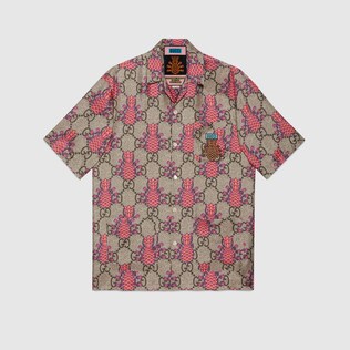 GUCCI パイナップル GGプリント ボウリングシャツ