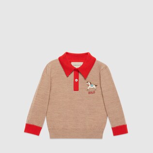 Baby wool polo shirt with embroidery