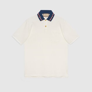 Stretch cotton piquet polo with embroidery
