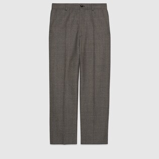 Check wool cropped trousers