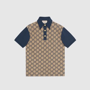 Polo in cotone e seta con maxi GG