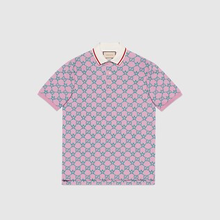 Poloshirt aus Stretch-Baumwolle mit GG Motiv